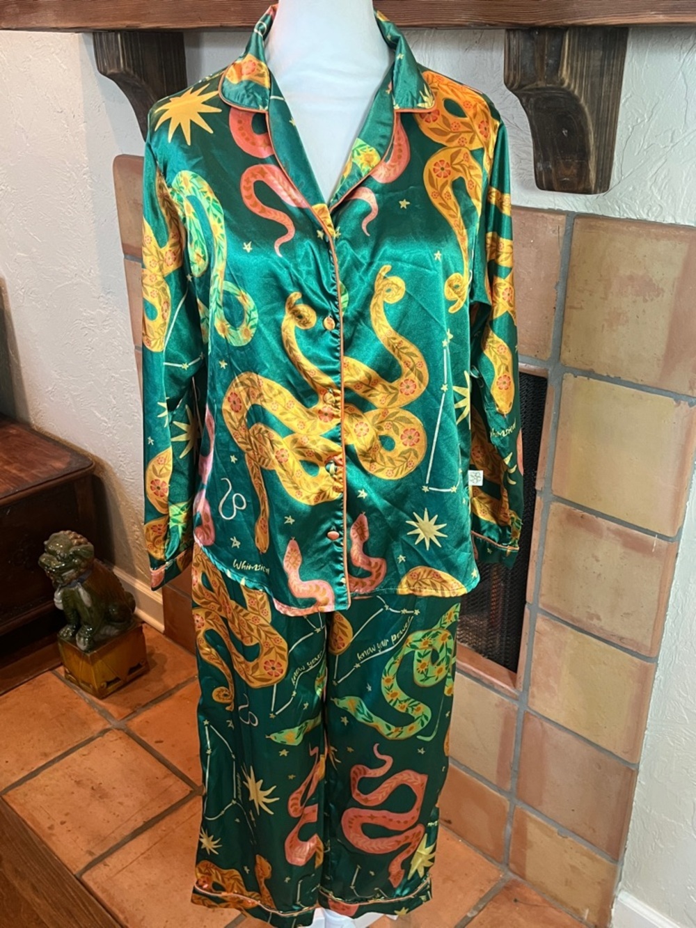 Capriccio Laticia Green Snake Print PJ Set, size S
